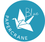 blue paper crane wedding stationery logo